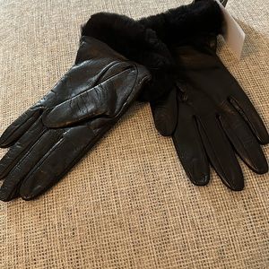 UGG leather cashmere lined Size L black gloves